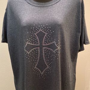Rhinestone cross T-shirts